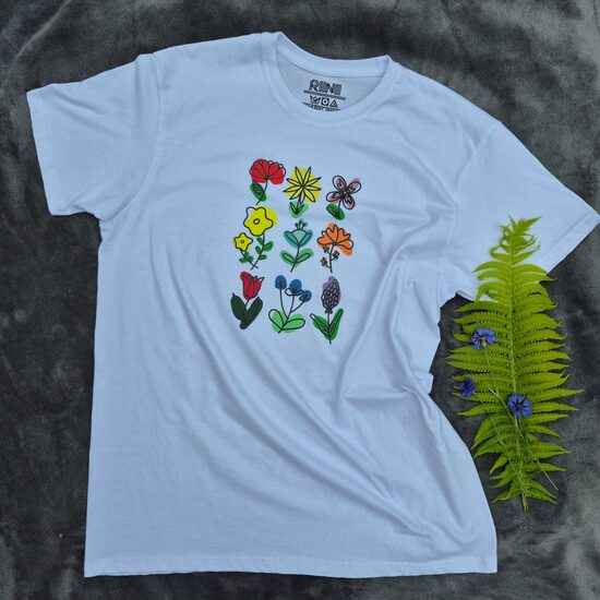 Kokvilnas krekls ar apdruku "Ziedi"